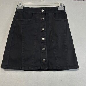 EXPRESS Black Mini Skirt Womens Size 00‎ Button Front and Pockets A-Line